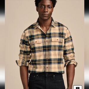 Lucky Brand Brushed Twill Plaid Long Sleeve Utility‎ Shirt Size L